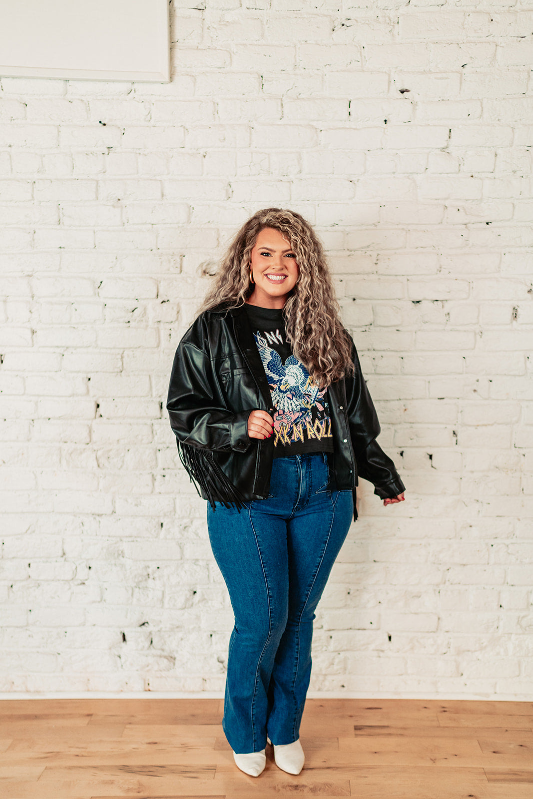 Faux Leather Fringe Jacket