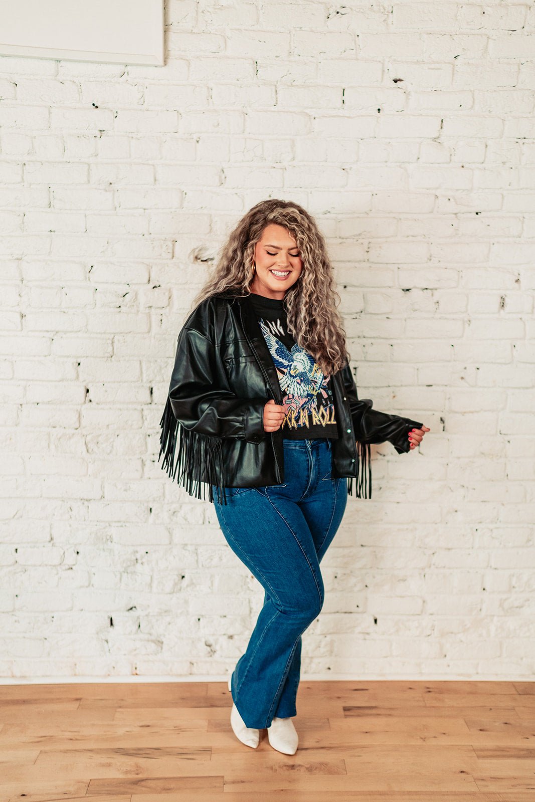 Faux Leather Fringe Jacket